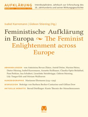 cover image of Feministische Aufklärung in Europa / the Feminist Enlightenment across Europe